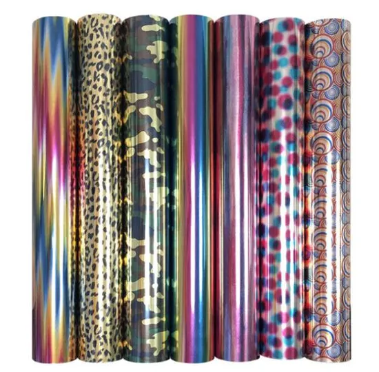 Factory Wholesale Pet Holographic Heat Transfer Vinyl Film Printed Patterns (HS-HTF-026)