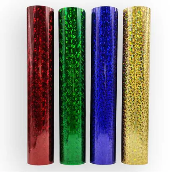 Factory Wholesale Pet Holographic Heat Transfer Film Vinyl Ice Flower Pattern (HS-HTF-020)
